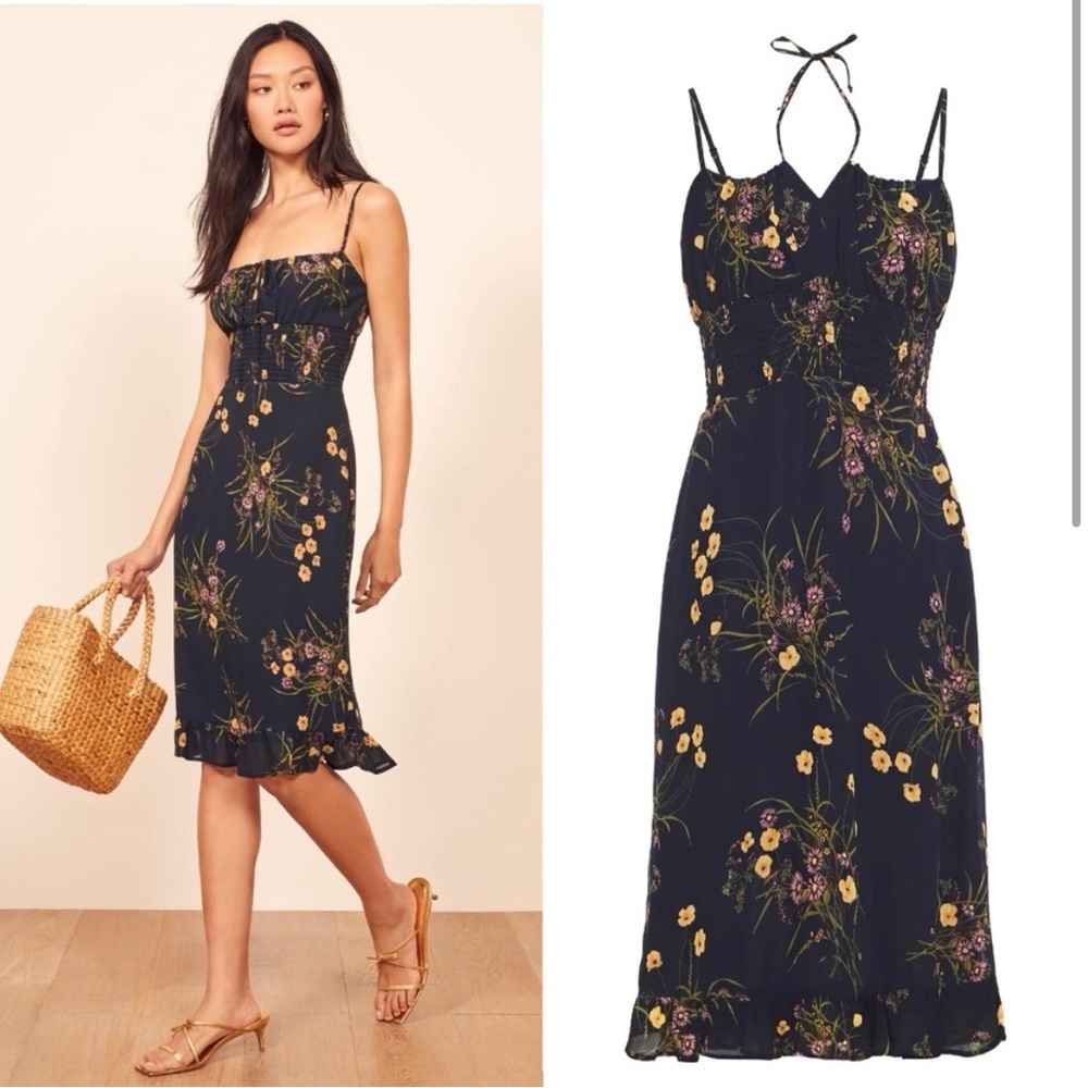 Reformation Genie Ruffle Smock Dress